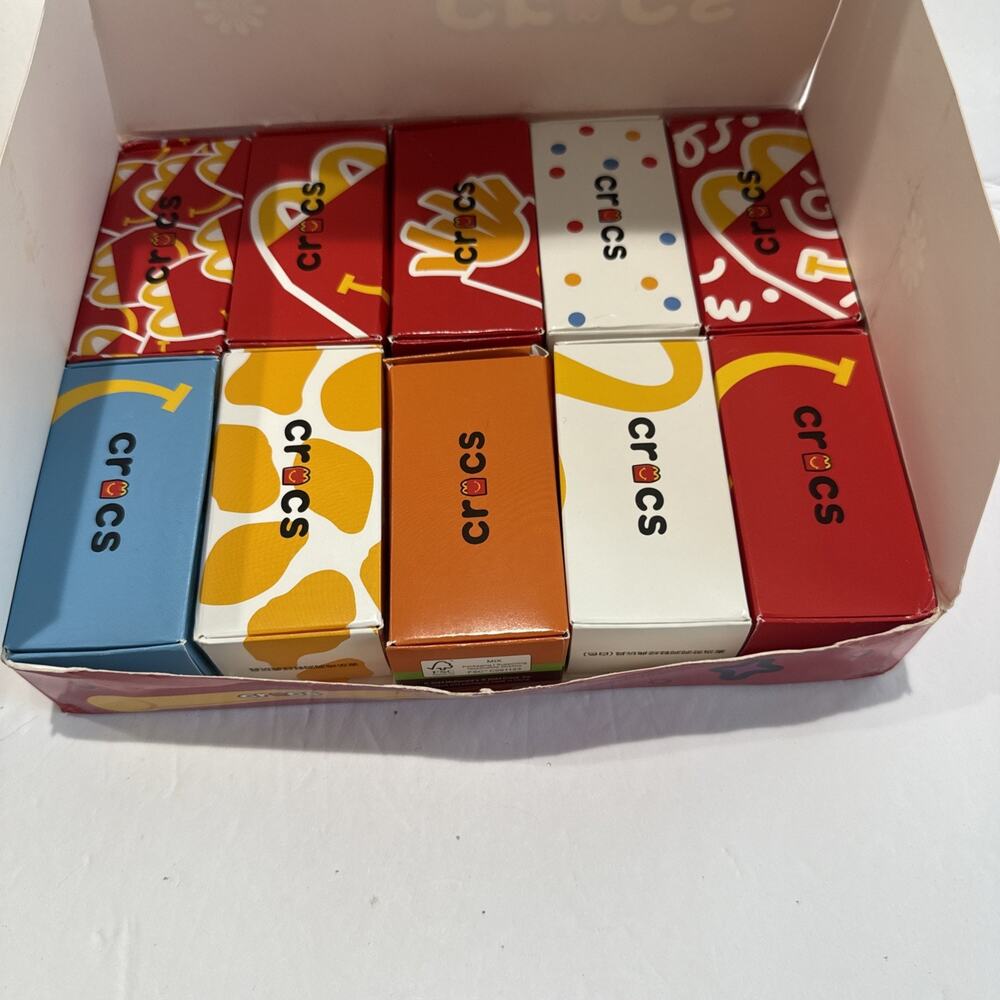 Complete BOXED SET Of 10 McDonald's Japan CROCS Happy Meal Toy Keychains NEW